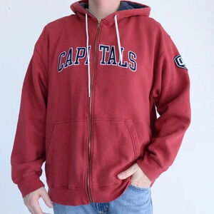 Vintage Old Time Hockey Officially Licensed NHL Red Washington  Capitals Zip Up